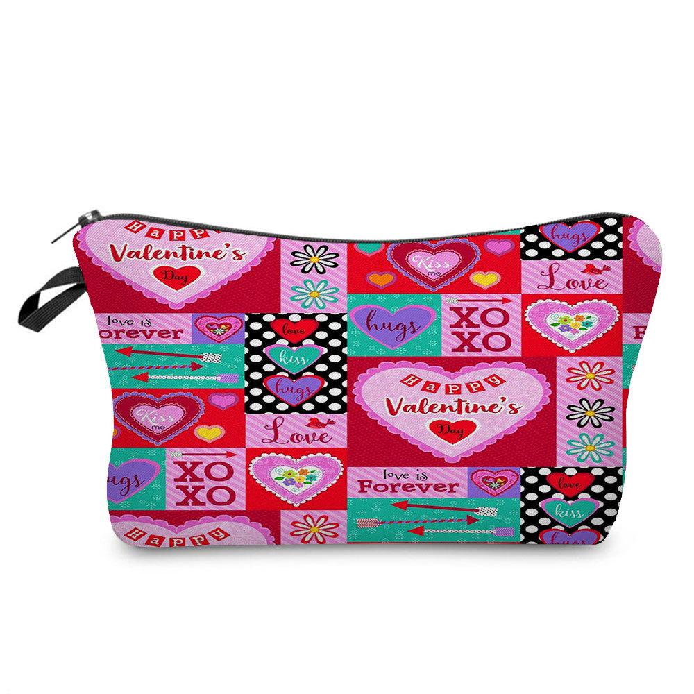 Women Hearts Print Cosmetic Bag Toiletries Organize Travel Storage Case KTB