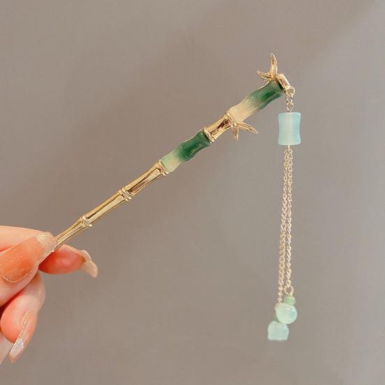 Hanfu Hair Stick Chinese Style Floral Women Hairpins Beads Tassel Decor Hair Fork Medium To Thick Hair Bun Accessories