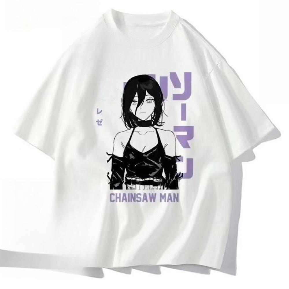 Anime chainsaw man movie Reze Arc Fujimoto Tatsuki cosplay printed short sleeved T-shirt summer breathable top