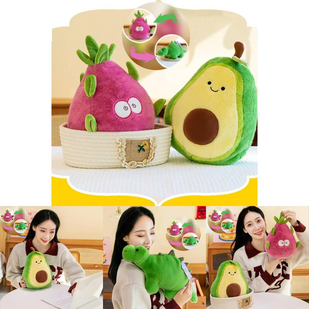 Adorable Original Creative Flip Plush Toy Dragon Fruit Dinosaur Doll Birthday Gift