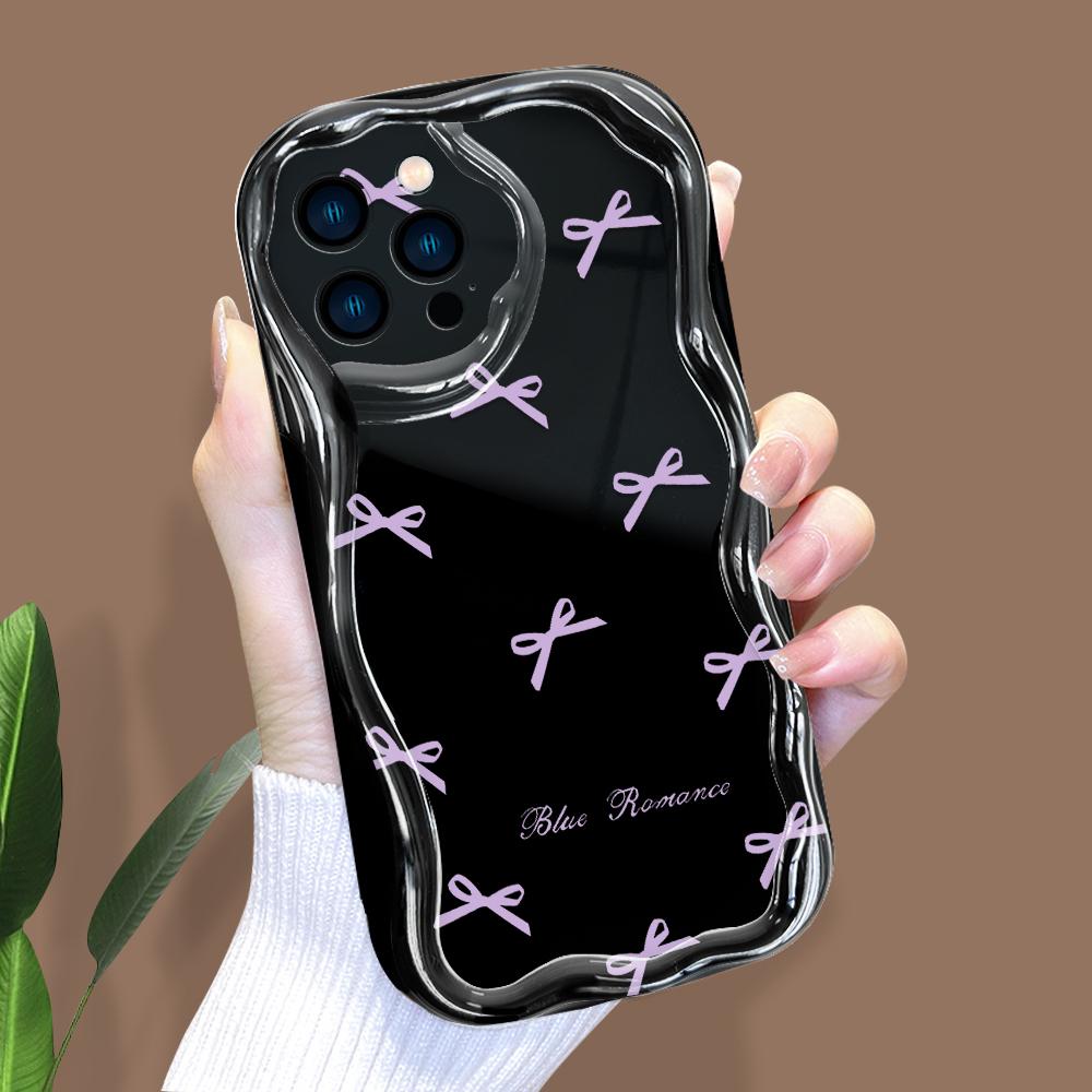 Cartoon Pattern Cream Texture Casing Wavy Edge Soft Silicone Cover Phone Case for IPhone Samsung Huawei Honor Xiaomi Redmi Infinix Tecno