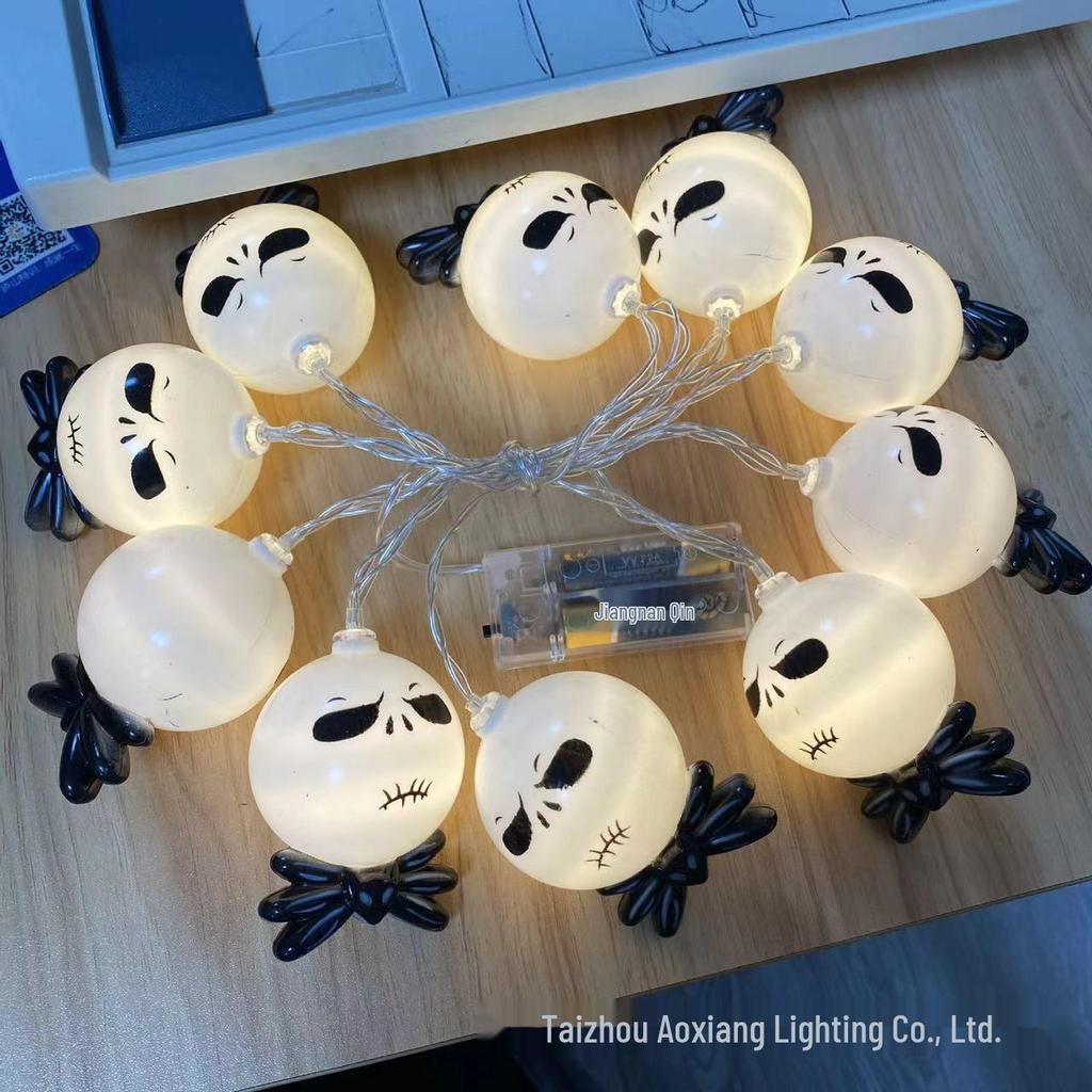 Halloween LED String Lights - Pumpkin, Spider, Ghost, Horror Decor, Marigold Colored Small Lights