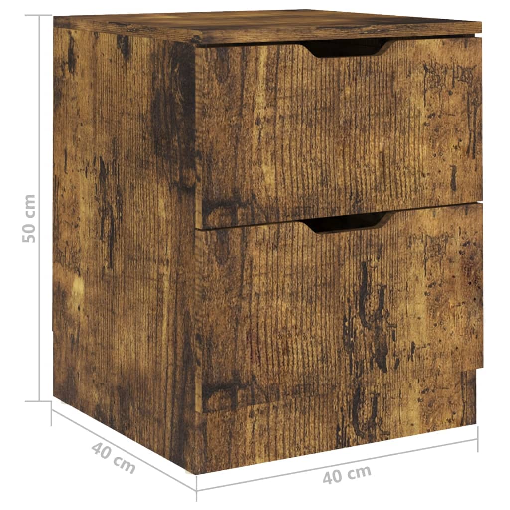 Vidaxl Nightstands, 2 Pcs, Smoked Oak, 40X40X50 Cm