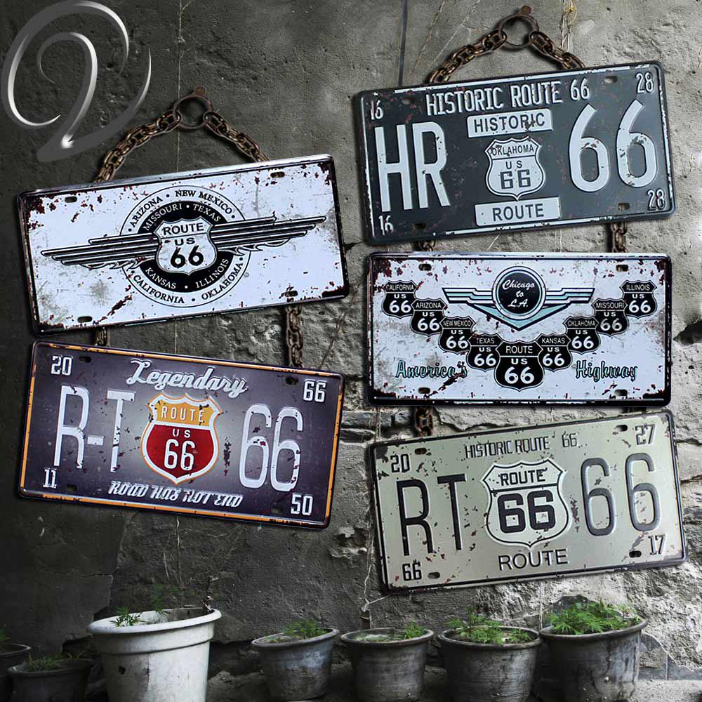 Buy Route 66 Shabby Chic License Plate Vintage Plaque Man Cave Bar Pub ...