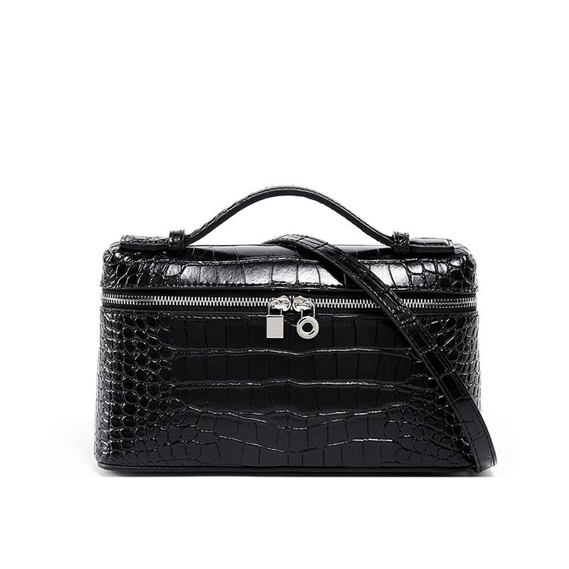 

New leather lunch box bag, high-end alligator pattern shoulder women s bag, fashionable versatile messenger small square bag