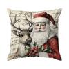 Vintage Christmas Cushion Pillowcase Printed Polyester 45X45Cm Throw Pillowcover Decorative Sofa Cushion Pillowslip Home Decor