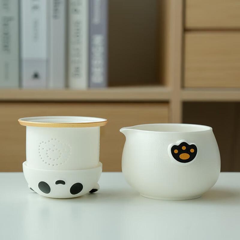 Guochao Panda Ceramic Travel Tea Set with Tea Caddy