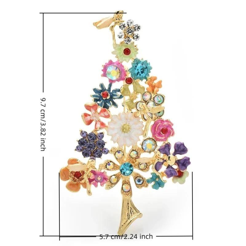Flower Tree Brooches For Women Unisex Enamel Multicolor Beautiful Christmas Tree Party Office Brooch Pin Gifts