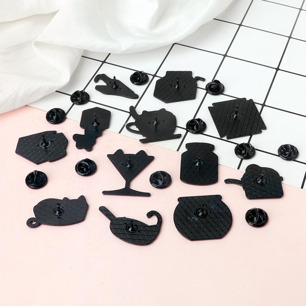 Cartoon Creative Black Cat Enamel Pins Cute Liquid Cat Series Brooches Emblem Clothes Accessories Jewelry Gifts for Kids Friends