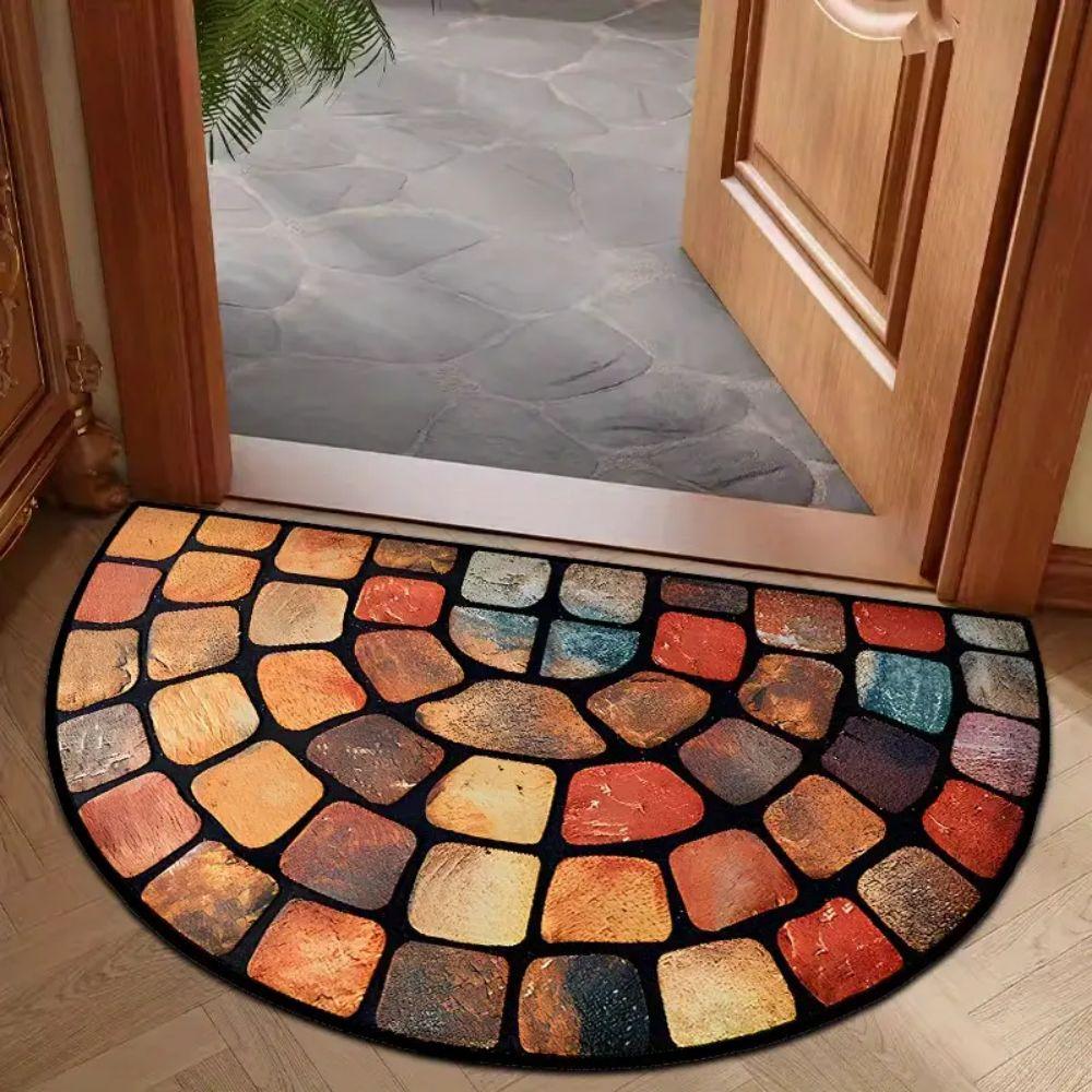 Bohemian Half-Circle Doormat Front Door Entryway Rug Easy-Clean Non-Slip Indoor/Outdoor Welcome Mat Home Decor