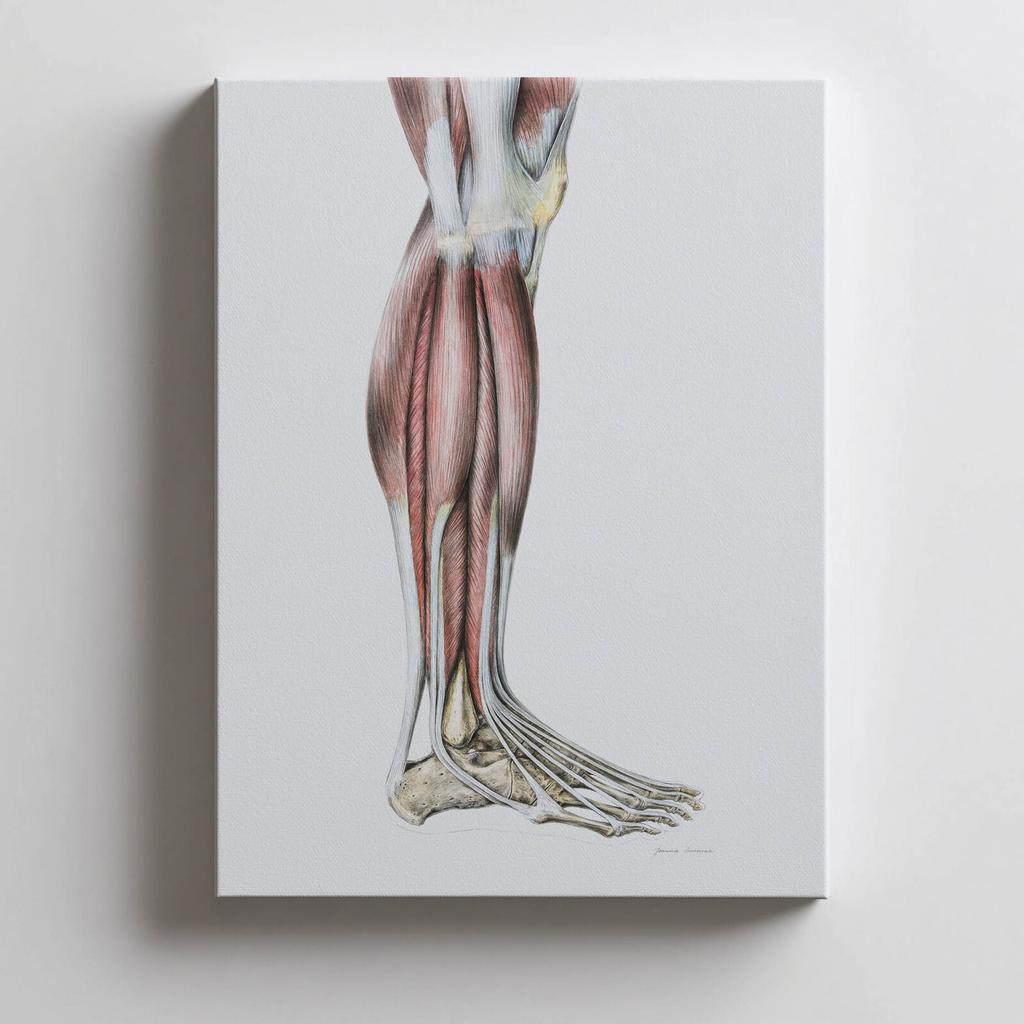 Mięśnie Podudzia Prawiej Kończyny Dolnej - Widok Boczy (Norma Lateralis) - Plakat Anatomiczny Mięśnie Podudzia Prawiej Kończyny Dolnej - Widok Boczy (