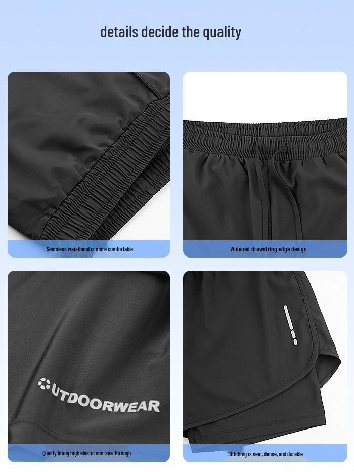 Men's Quick-Dry Swim Trunks: Running, Training, Beach, Double-Layer Anti-Embarrassment, Suitable for European and American Styles.