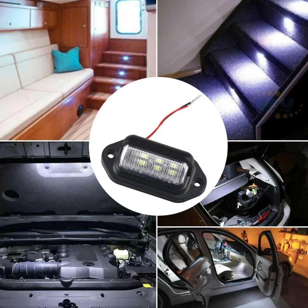 2PCS 6 LED Car License Number Plate Light For SUV Truck Trailer Van Tag Step Lamp White Bulbs Car Products License Plate Lights License Plate Lights
