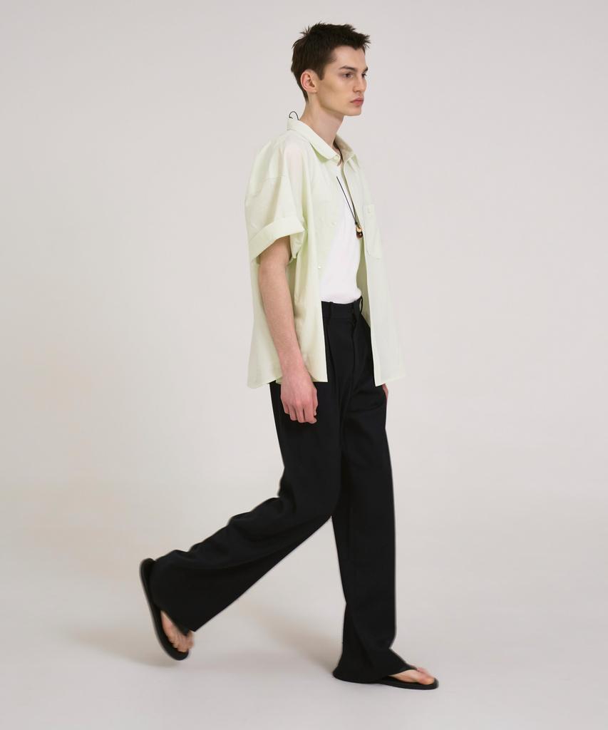 SSIN AND LEE Nocturnal Wide Pleated Wool Slacks Navy