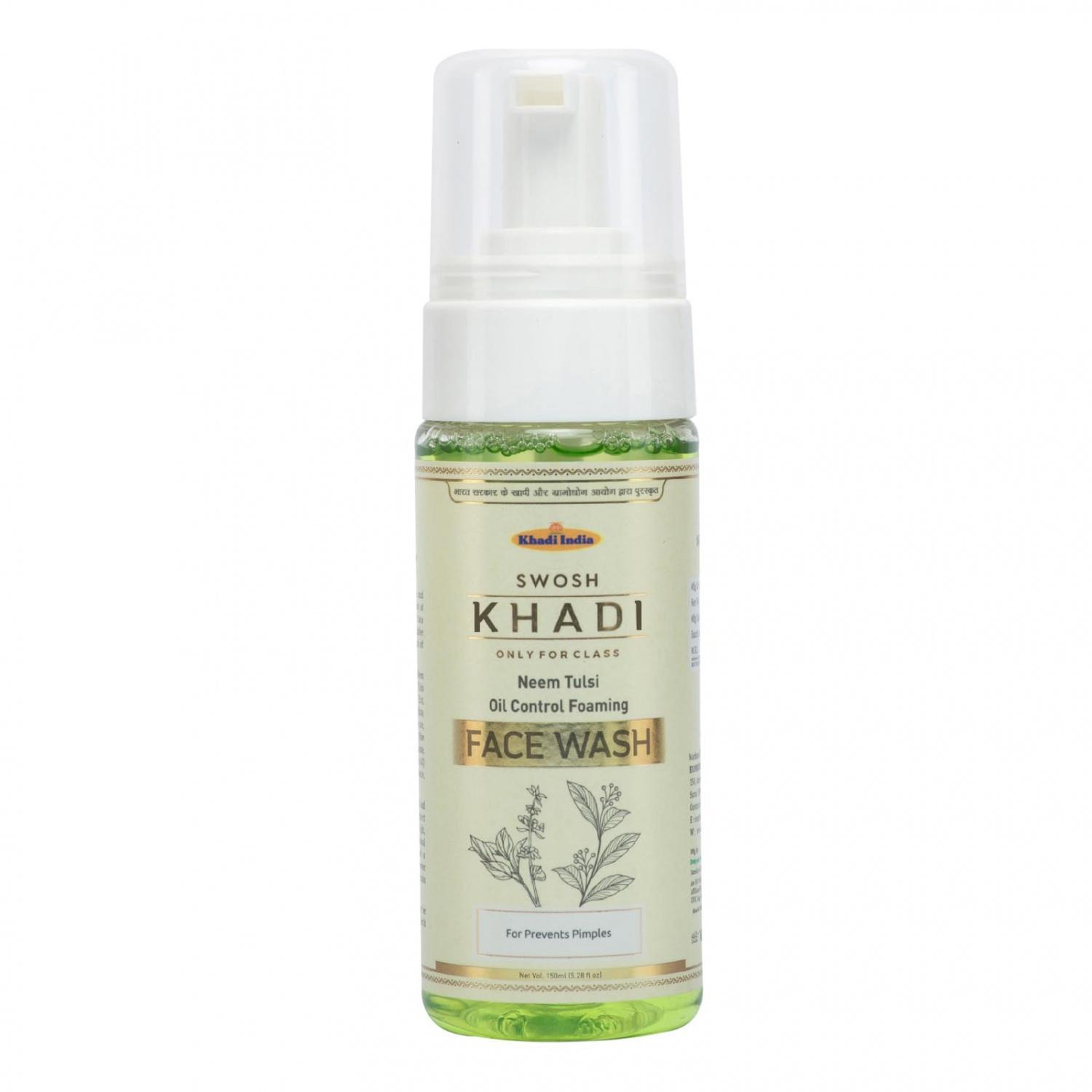 Средство для умывания с Нимом и Тулси (150 мл), Khadi Neem Tulsi Oil Control Foaming Face Wash, Swosh