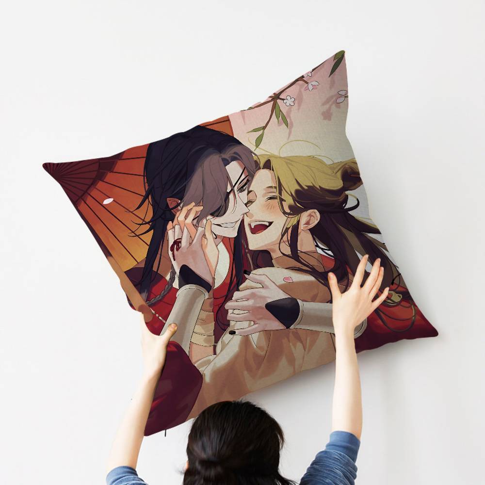 1pc Heavenly Officials Blessing Animation Cushion Cover Car Throw Pillow Case For Sofa Car Christmas Gift 40x40cm 45x45cm