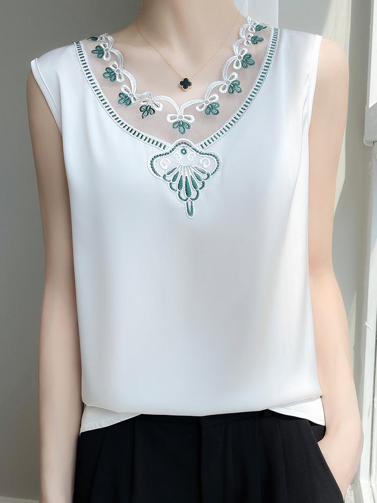 V-neck Suspender Women Summer New Splicing Sleeveless Vest Sexy Versatile Premium Top