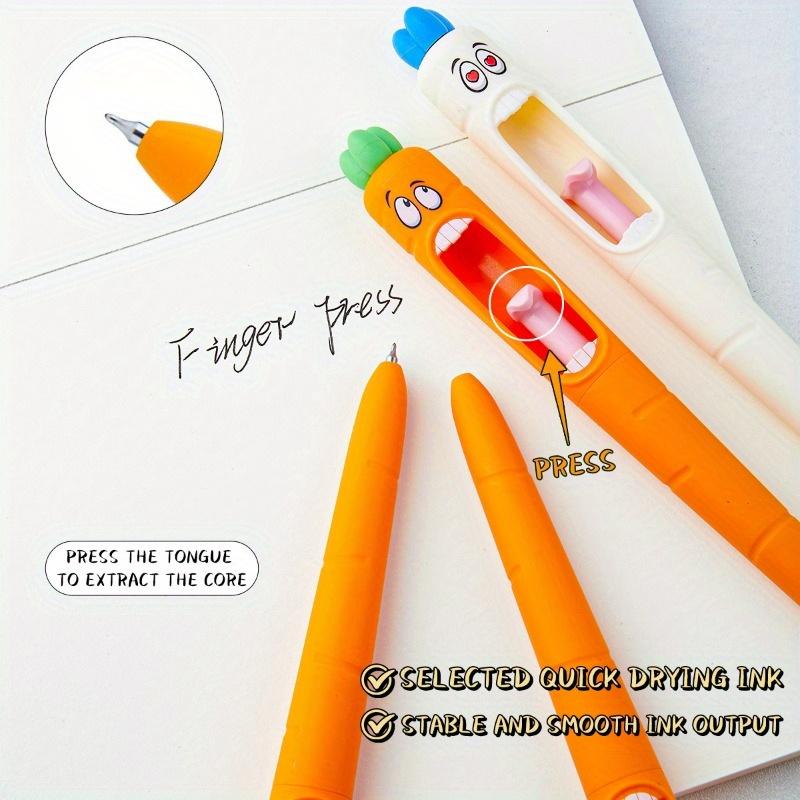 Screaming Carrot Novelty Pen with Retractable Tongue Mechanism for Office School Use, Party Decor and Funny Gift Giving