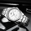 Men's Quartz Business Watch White Luminous Hands Calendar Round Octagonal Bezel 40mm Stainless Steel Japan Movement