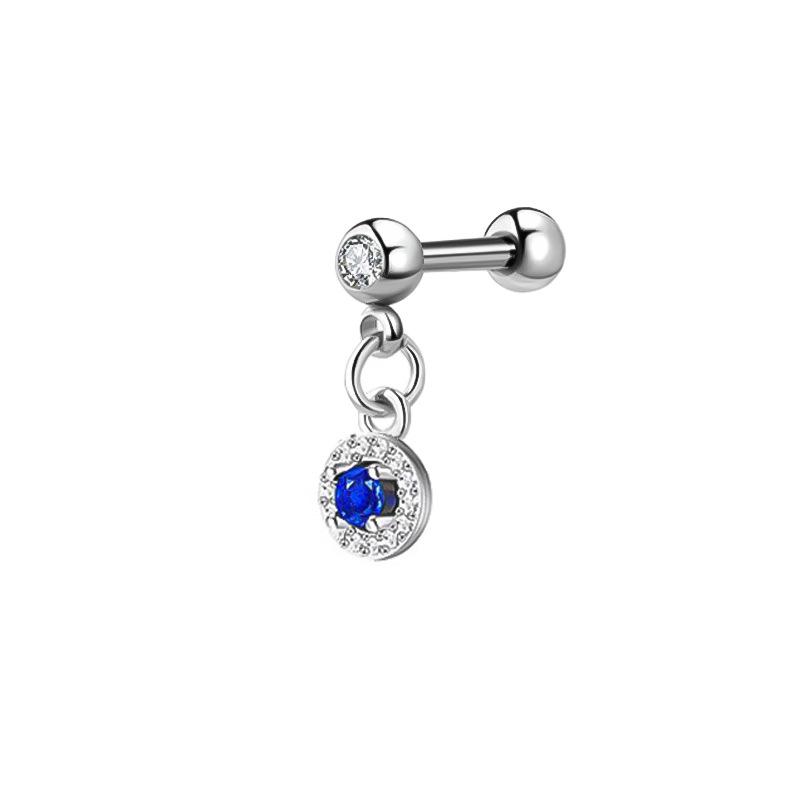 Edelstahl Zirkonia Hantel Knorpelohrringe mit Teufelsteckern, Auf Lager