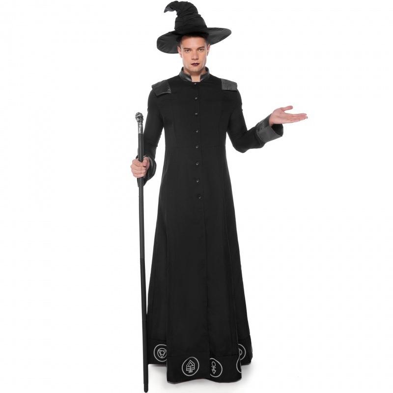 Wizard Black Elegant Costume For Men Suitable For Halloween Parties And Character Roleplay