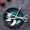 4Pcs Silver 304 Stainless Steel Spade Spoon Retro Kitchen Tableware Watermelon Ice Cream Honey Creative Personality Spoons