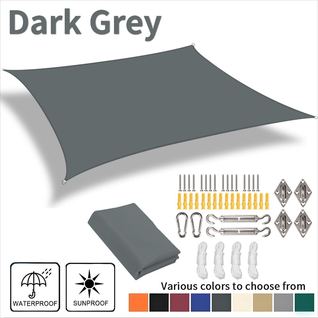 Waterproof Sun Shade Sail Large Rectangle Sunshade Canopy UV Block Shade Cover for Patio Garden Pergola Porch Tent Awning Shelte