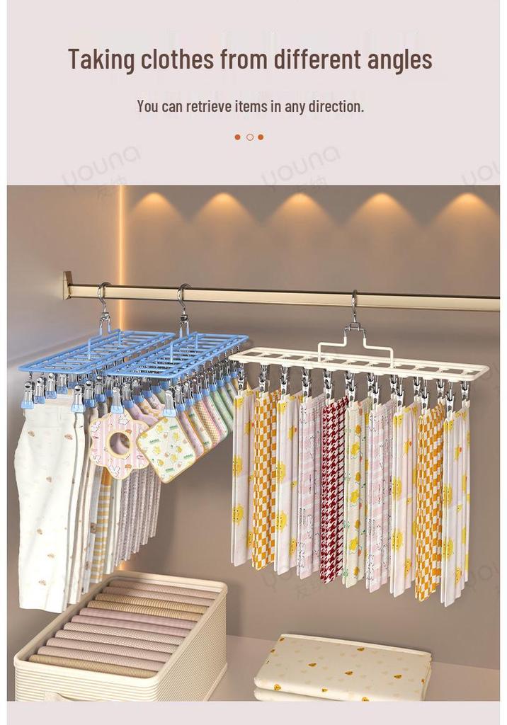 Stainless Steel Windproof Clothes Hanger: Multi-Clip Socks and Underwear Drying Rack for Balcony Use