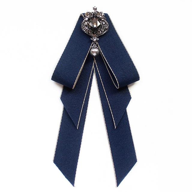 New Female Unisex Bow Tie Brooches For Women Pearl Crystal Pendant Collar Pin Shirt Clothes Necktie Bowknot Suit Accessories