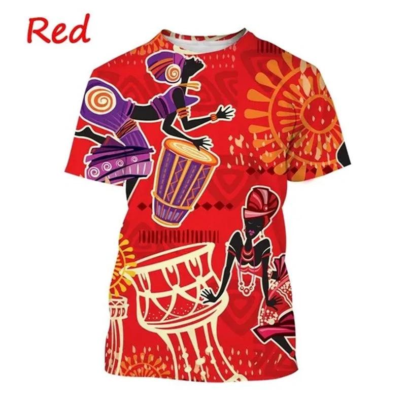 Summer Round Neck African Style Ethnic Woman Graphic 3D Print Top Fashionable Casual Short Sleeved Women's T-shirts