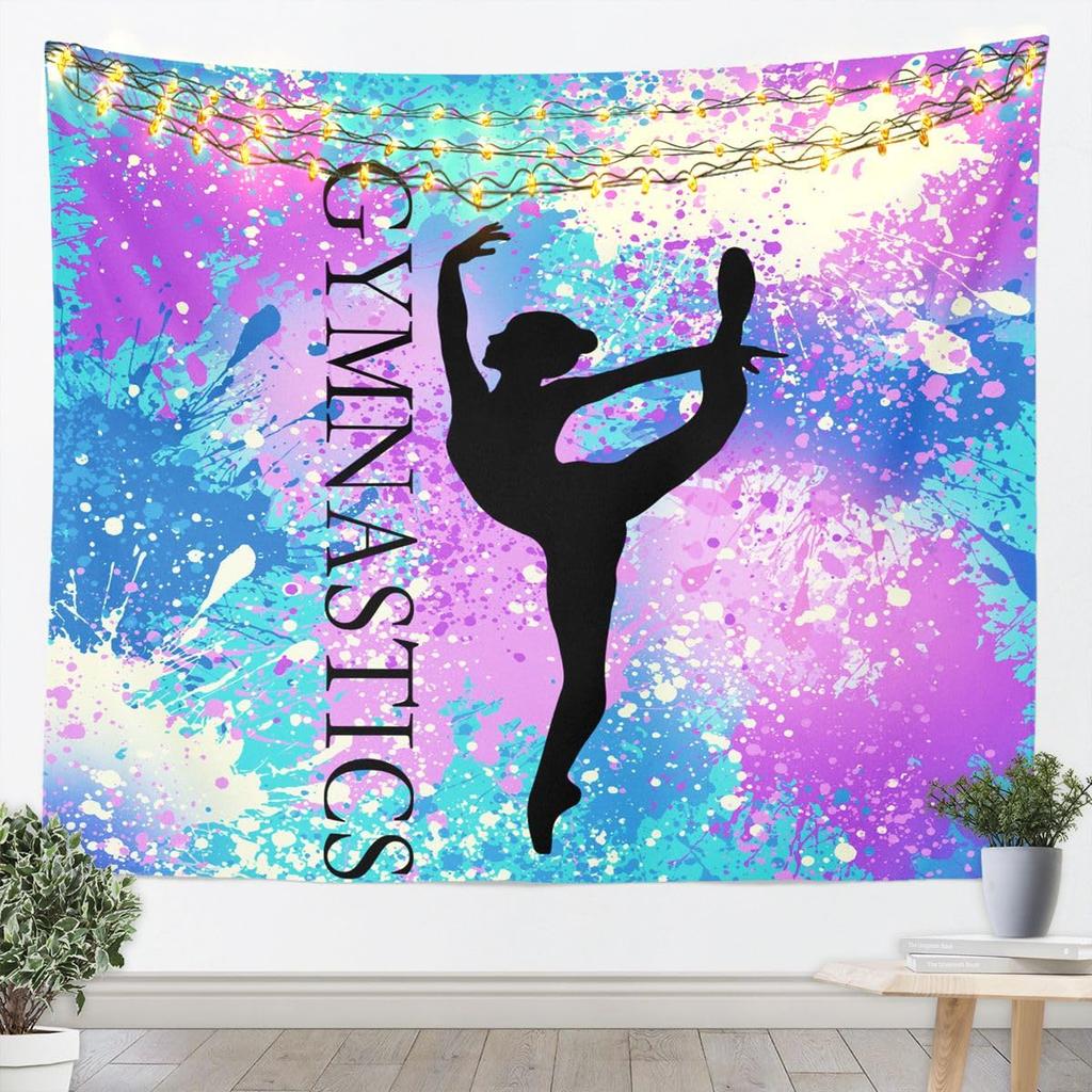 Dragon Tapestry Wall Hanging Western Wild Animal Room Decor Tapestries Kids Boys,Green Blue Purple Aurora Polyester Wall Blanket