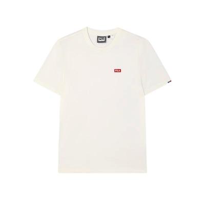 Fila Originalus Kvėpuojantis Spalvotas Laisvalaikio Patogus Madingas Apvalia Kaklo Megzta Trumpomis Rankovėmis Marškinėliai Unisex Viršutiniai Drabužiai F51M519101F-WT