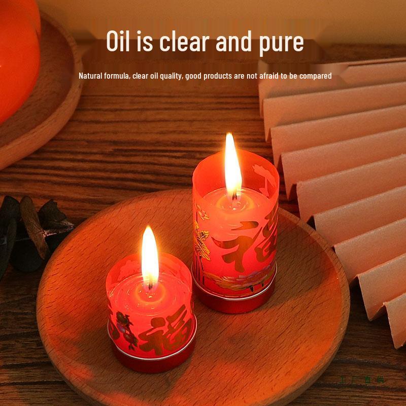 Windproof Red Candle Incense - 18 Smokeless Pieces for Wedding or Offering to Buddha, Small Fortune Wealth Candle.