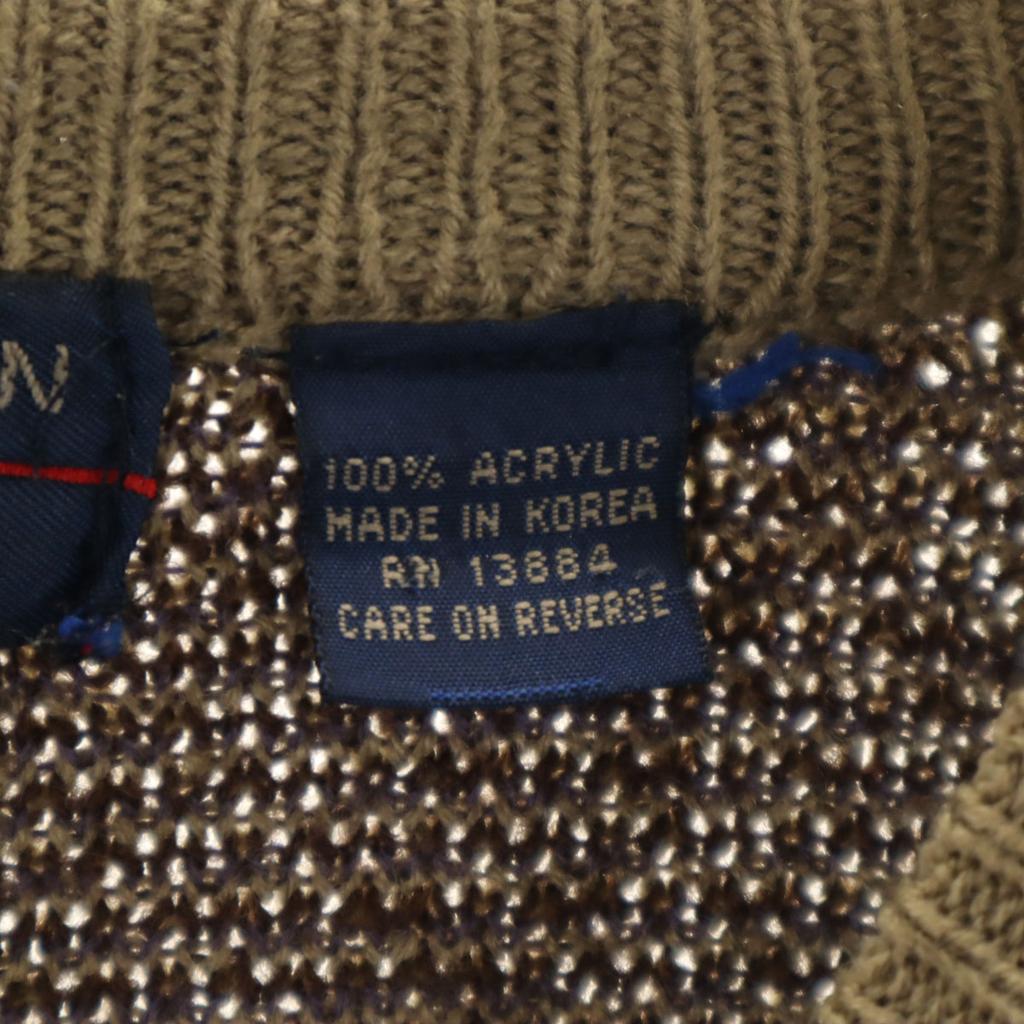 VAN HEUSEN 80er 90er Alter Overall-Griff Langarmpullover M Braun gestrickt Herren Gebraucht