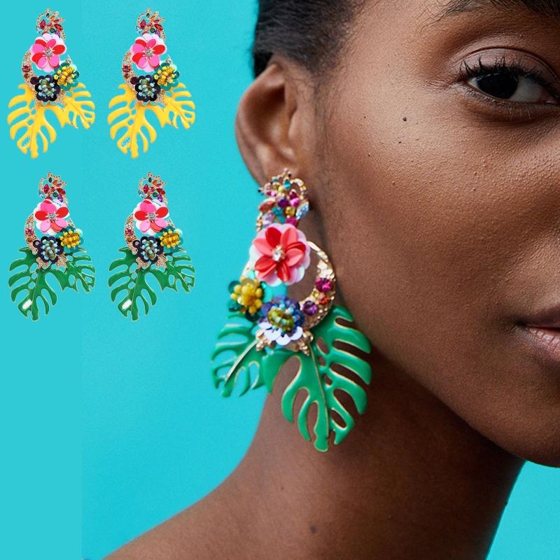 1 Pair Ins Japanese and Korean Fashion All-match Temperament Earrings Leaf Earrings Simple Cold Wind Women Jewelry