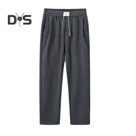 

Зимние осенние мужские спортивные брюки, свободные, эластичный пояс, толстые плюшевые карманы, большие размеры, свободные, прямые, однотонные, спортивные брюки, повседневная одежда, спортивные брюки L серый