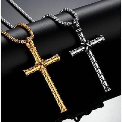 Cross Hexagonal Pattern Pendant Necklace Boys Trendy Neck Accessories