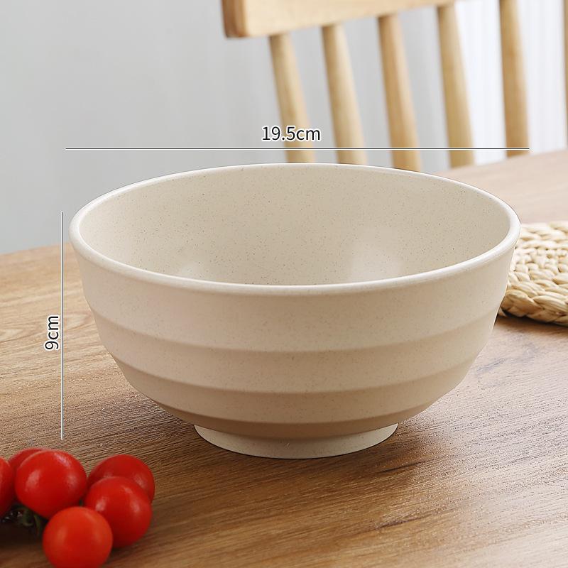 Eco-friendly Wheat Straw Rice & Salad Bowl Set - Reusable, Versatile & Durable Plastic Bowls for Instant Noodles, Rice, or Salad.