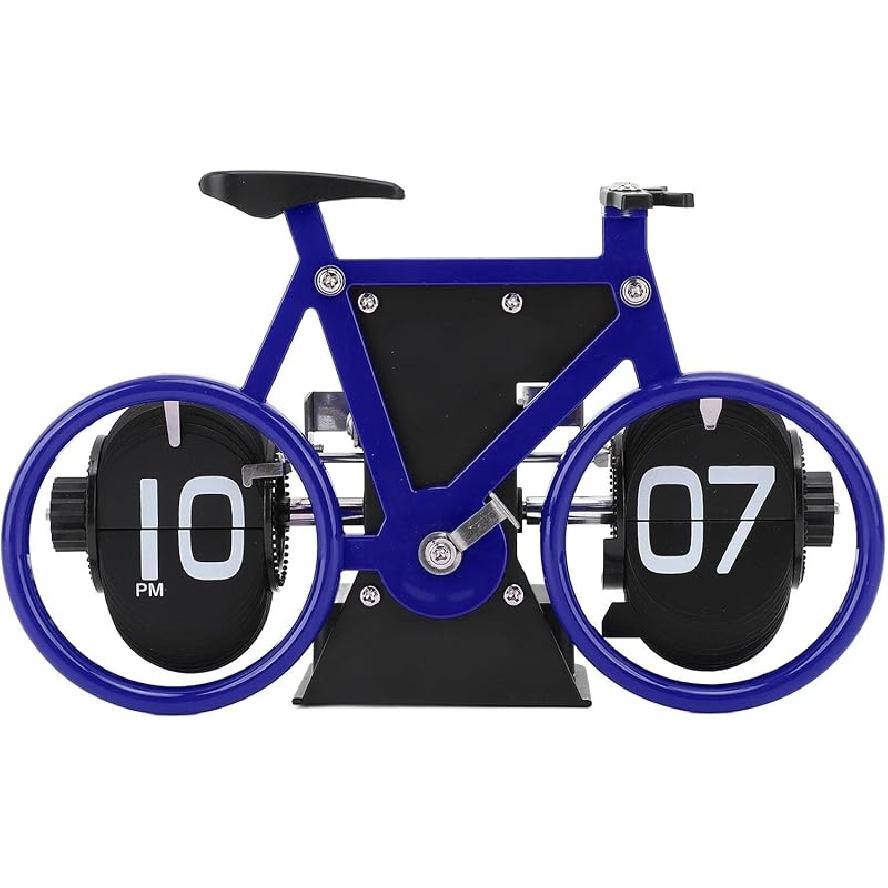 Desk Clock Bicycle Shape Flip Vintage Decor Clock for Desk Clock Flip Down Clock Novelty Desk Clock (Black)