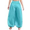 Girls Asymmetrical Shoulder Sequin Crop Top Satin Bloomers Pants Belly Dance Outfit