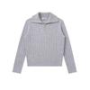 HAZZYS Women's Wool Blend Cable Knit Quarter-Button Sweater