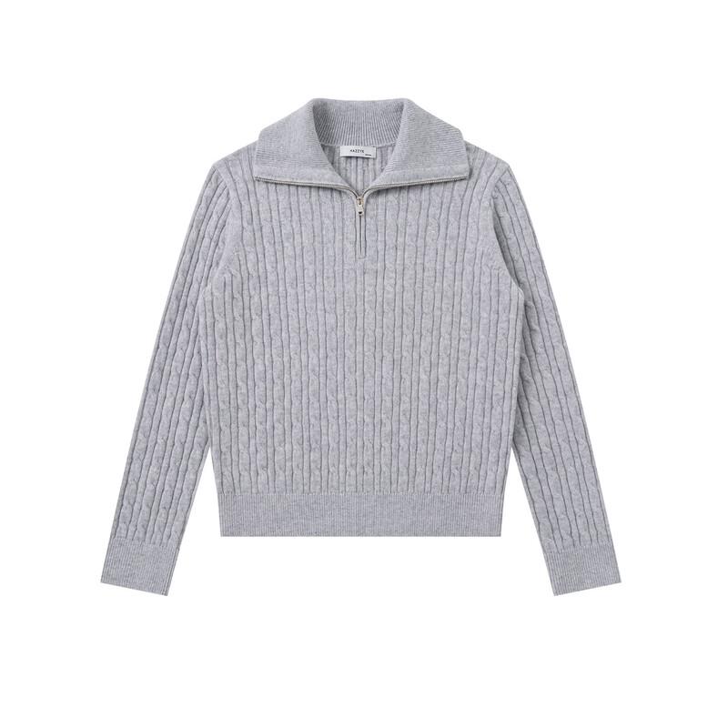 HAZZYS Women's Wool Blend Cable Knit Quarter-Button Sweater