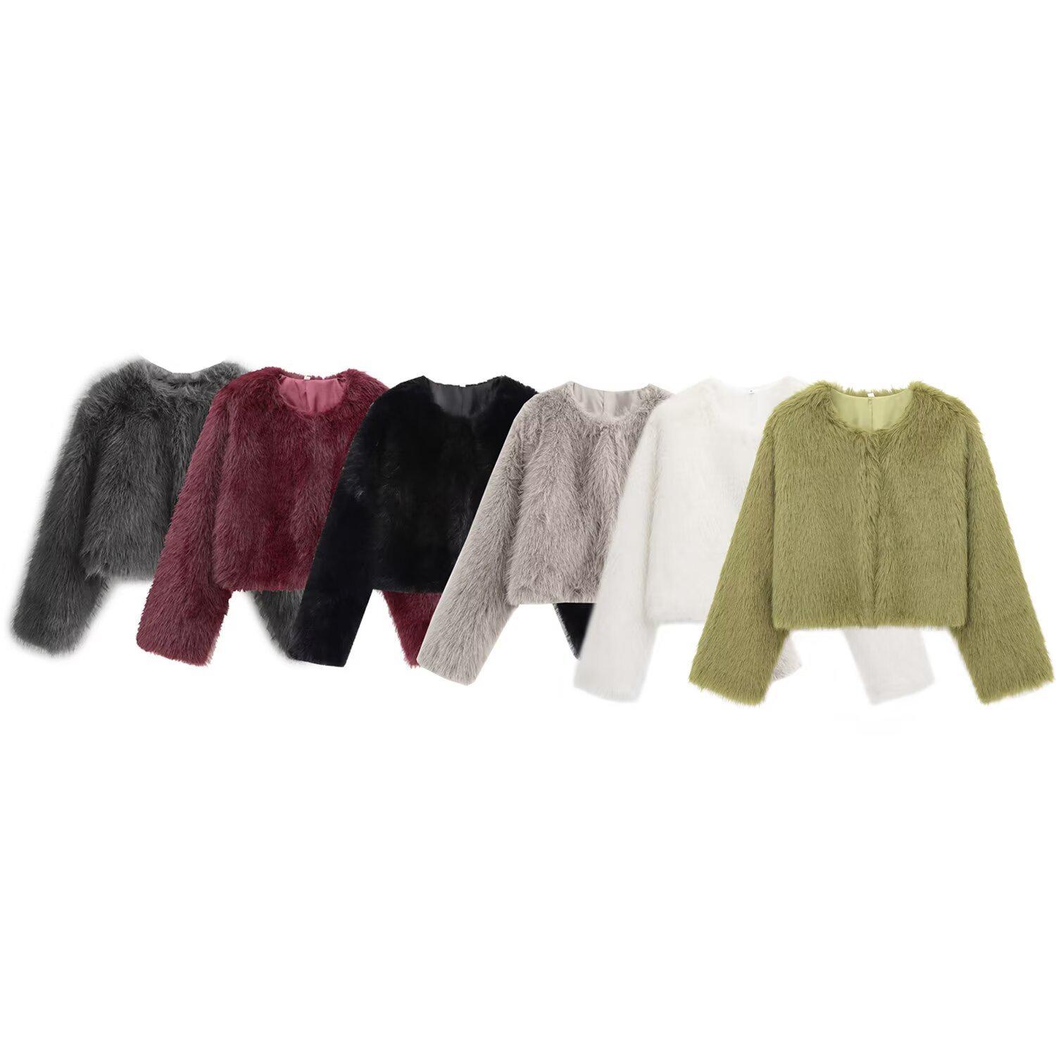 

Women s Light Luxury Eco-Friendly Faux Fur Short Jacket Large