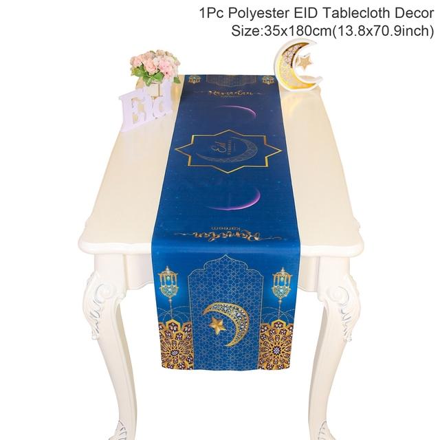 Ramadan Decor Table Runner EID Mubarak Decoration 2024 For Home Tablecloth Ramadan Kareem Islamic Muslim Party Eid Al Adha Gifts