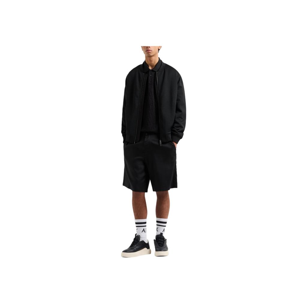 Armani Exchange SS25 Letter Jacquard Button Short Sleeve Polo Shirt Men Polo Shirts Black XM000477-AF10337-FC013