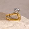 Yori Stainless Steel Natural Stone Turquoise Hyperbolic Ring Women Bohemian Golden Personality Waterproof Jewelry
