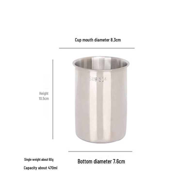 304 Stainless Steel Drop-proof Straight Cylinder Water Cup Without Handle.