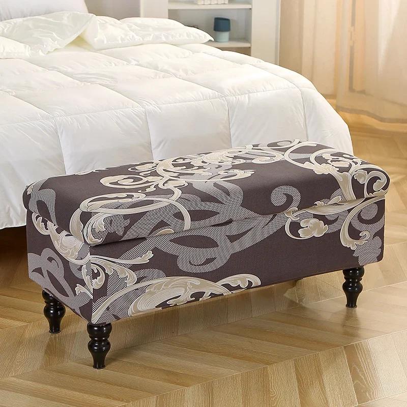Geometric Storage Ottoman Cover Stretch FootStool Cover Folding Chair Slipcovers for Living Room Furniture Protector