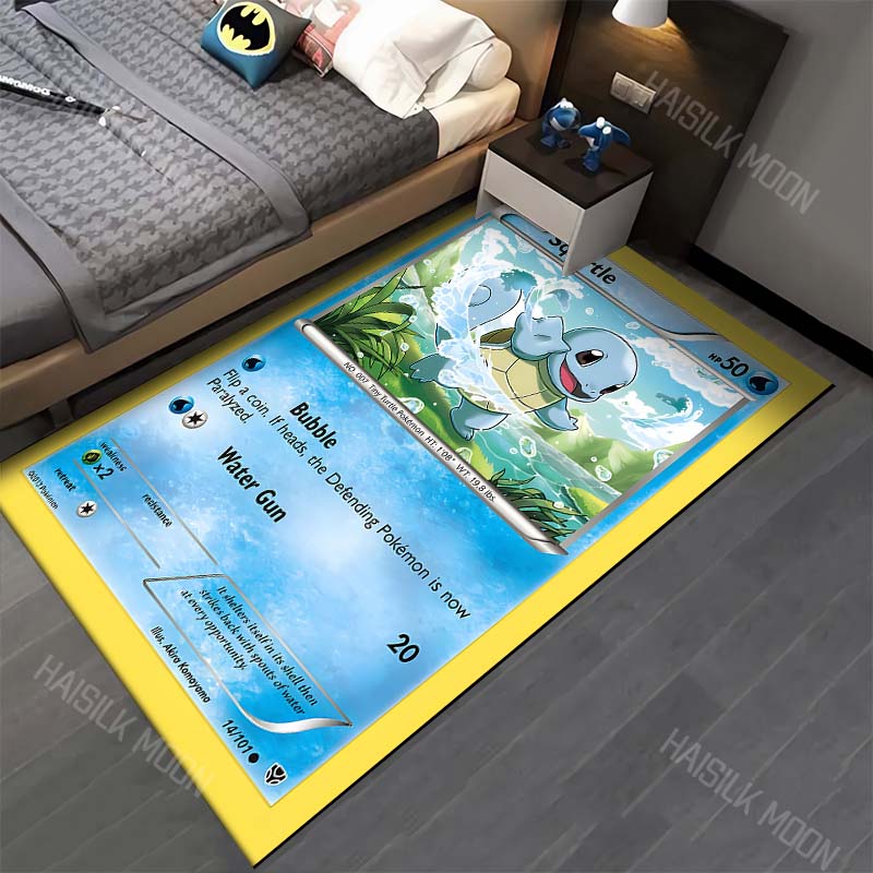 15 Sizes P-Pokemon Squirtle Cards Cartoon Carpets for Bedroom Living Room Sofa Study Large Area Decorative Rug Next Day Shipping