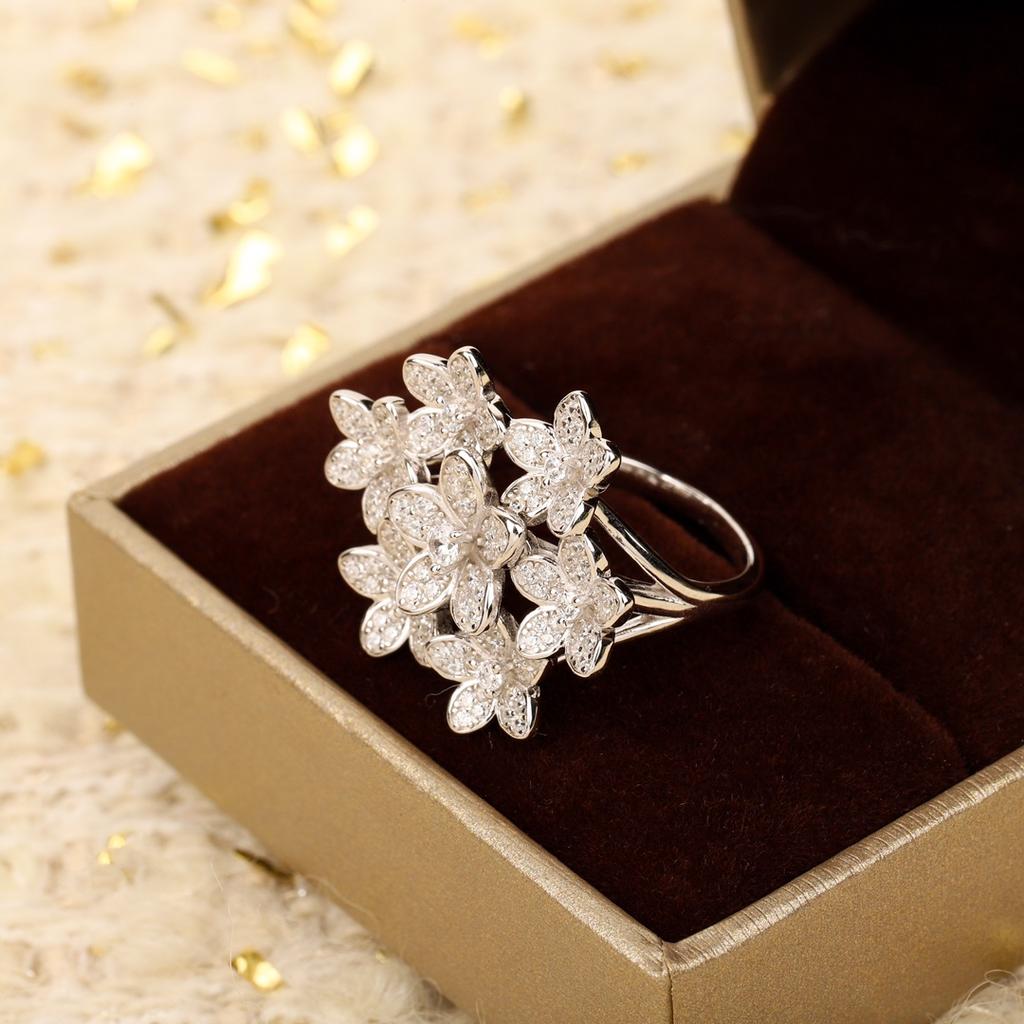 Multi Flower Ring 925 Sterling Silver 678 Size Super Beautiful Festival Gift Goddess Style Matching
